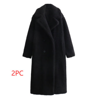 Autumn New European And American Style Fleece Double Row Ornament Loose Overcoat Coat - Phosgene