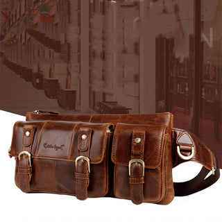 Men's Leather Tactical Belt Bag Multi-pocket Top Layer Cowhide - Phosgene