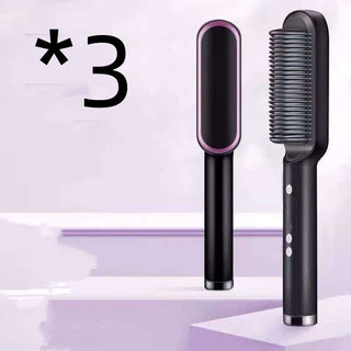 New 2 In 1 Hair Straightener Hot Comb Negative Ion Curling Tong Dual-purpose Electric Hair Brush - Phosgene