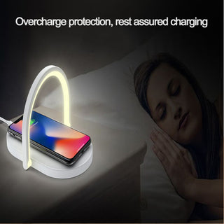 3 In 1 Foldable Wireless Charger Night Light Wireless Charging Station Stonego LED Reading Table Lamp 15W Fast Charging Light - Phosgene