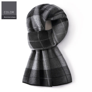 Wool Scarf Men's Winter Plaid Double-sided Scarf - Phosgene