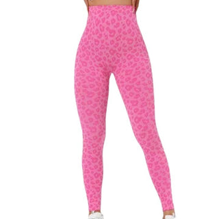 V Waist Double Hip Lifting Leopard Print Yoga Pants Women - Phosgene