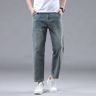 Men's Slim Fit Cropped Casual Light-colored Jeans Phosgene