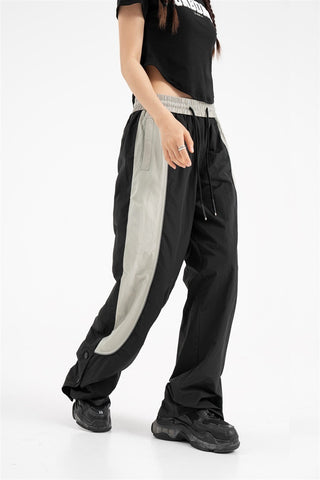 Contrast Color Track Sweatpants Snap Fastener Split Stitching Casual Trousers - Phosgene