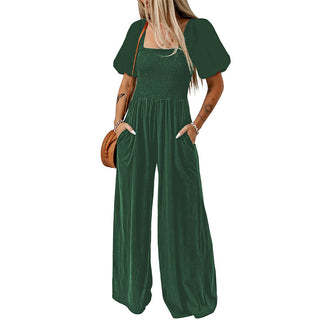 Women's Square Collar Short Sleeve Jumpsuit Phosgene