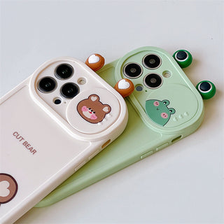 Super Cute Cartoon Cute Little Animal Push And Pull Lens Mobile Phone Case - Phosgene