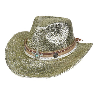 Festival Party Gathering Silver Western Denim Fedora Hat Felt - Phosgene