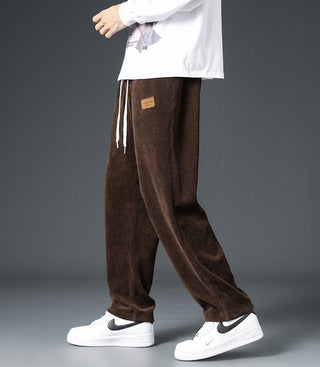 Autumn And Winter Trendy Brand Straight Wide-leg Casual Corduroy Thickened Fleece Pants - Phosgene