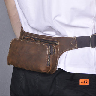 Top Layer Cowhide Men's Sports Waist Bag - Phosgene