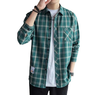 Loose Hong Kong Style Casual Coat Youth Plaid Shirt Phosgene