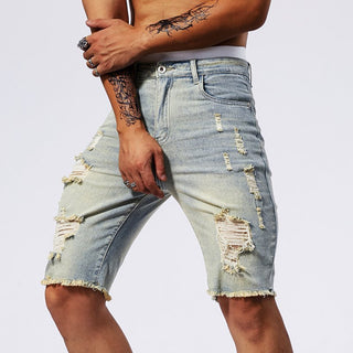 Leisure Ripped Slim Fit Denim Shorts Phosgene