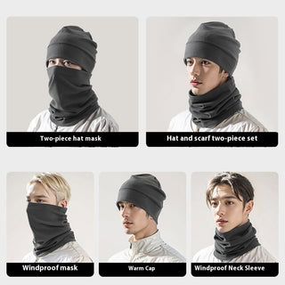 Dralon Hat Men's Winter Wind Mask Hat Neckerchief Cover Two-piece Set Cycling Bag Headgear Ear Protection - Phosgene