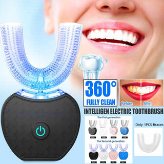 360 Degrees Intelligent Automatic Electric  Toothbrush Waterproof U Type Tooth Brush Whitening Blue Light USB Charging - Phosgene