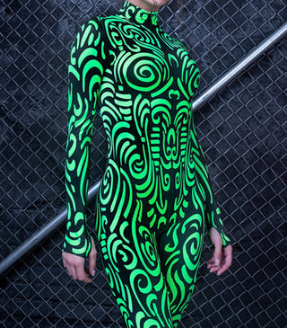 Fluorescent Skeleton Digital Printing Jumpsuit - Phosgene