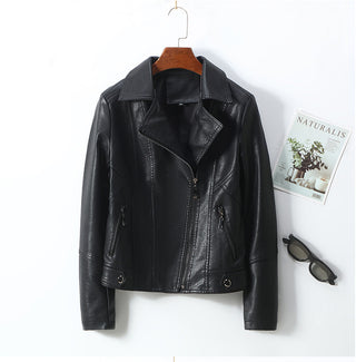 Women's Lapel Short Small Leather Coat - Phosgene