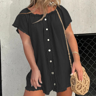 Women's Denim Off-shoulder Tassel Dress Phosgene