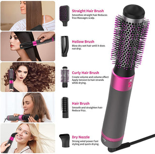 Professional 5 In 1 Hair Dryer Brush Dryer And Straightening Brush Electric Hair Styling Tool Automatic Hair Curler Beauty Supplies Gadgets - Phosgene