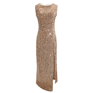 European And American Women's Clothing Pure Color Sequins Dress - Phosgene