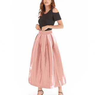 High Waist Pure Color Fashion Wide Hem Long Skirt - Phosgene