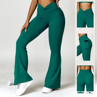 European And American Hip Raise High Waist Yoga Pants Women's Pocket Phosgene