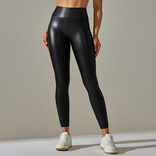 Bright Leather Stitching Leather Pants Stretch Tight - Phosgene