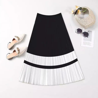 Vacation Style Skirt Slimming Pleated Skirt Printed - Phosgene