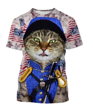 Funny Cute Cat Pattern Men's T-shirt 3D Animal Print Phosgene