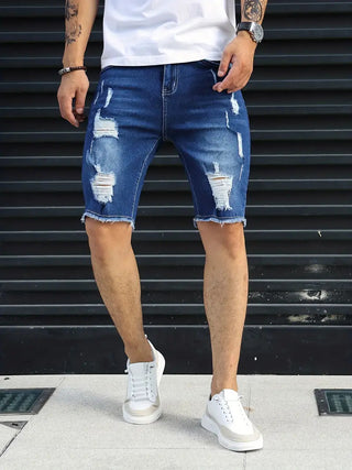 Leisure Ripped Slim Fit Denim Shorts Phosgene