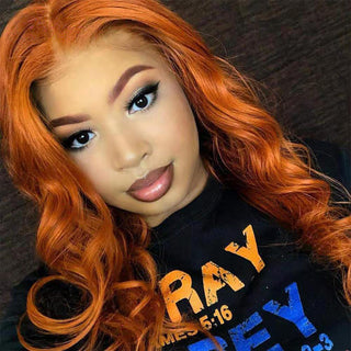 European And American Dark Orange Wig Hair Set Smooth Hair - Phosgene