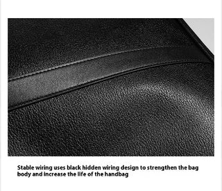 Men's Real-leather Handbag Double Zipper Cattlehide Leather Fashion - Phosgene