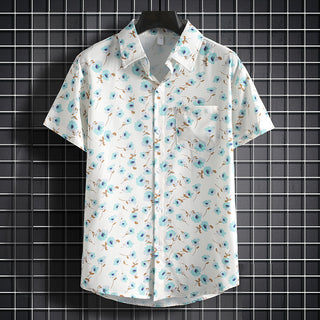 Men's Stylish Beach Flowers Half Sleeve Shirt Phosgene