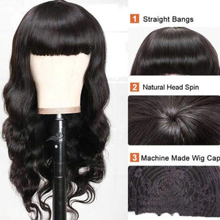 BODY WAVE Full Machine Made Non-lace Wigs - Phosgene