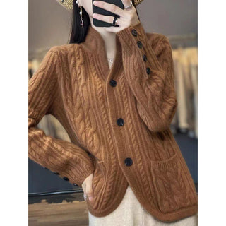 Western Style Pocket Knitted Wool Jacket - Phosgene