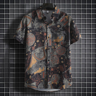 Men's Stylish Beach Flowers Half Sleeve Shirt Phosgene