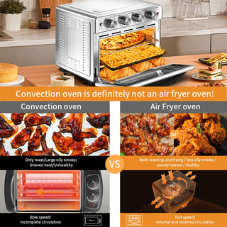 Geek Chef Air Fryer 6 Slice 26QT 26L Air Fryer Fry Oil-Free   Extra Large Toaster Oven Combo   Air Fryer Oven  Roast  Bake   Broil  Reheat   Convection Countertop Oven   Stainless St Phosgene