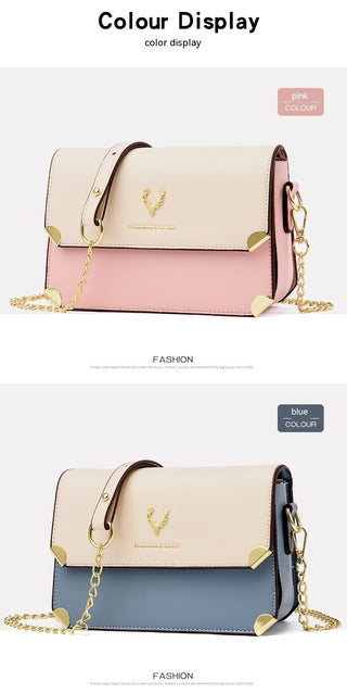 Fashion Color Contrast Deer Head Chain Crossbody Bag Phosgene