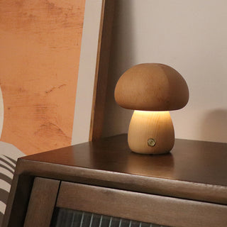 INS Wooden Cute Mushroom LED Night Light With Touch Switch  Bedside Table Lamp For Bedroom Childrens Room Sleeping Night Lamps Home Decor - Phosgene