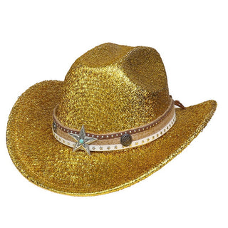 Festival Party Gathering Silver Western Denim Fedora Hat Felt - Phosgene