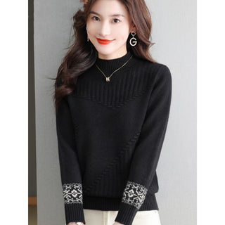 Half Turtleneck Brocade Sweater Loose - Phosgene