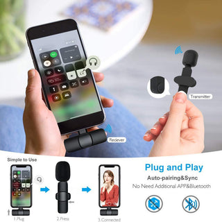 Wireless Lavalier Microphone Portable Audio Video Recording Mini Mic For I Phone Android Long Battery Life Live Broadcast Gaming - Phosgene