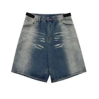 Fashion Inkjet Gradient Denim Shorts Men Phosgene