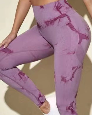 Tie-dyed Fitness Trousers High Waist Hip Lift Sports Skinny Running Sexy Phosgene