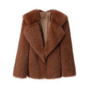 Lapel Leather Fur Coat Women's Artificial Wool Clip Coat - Phosgene