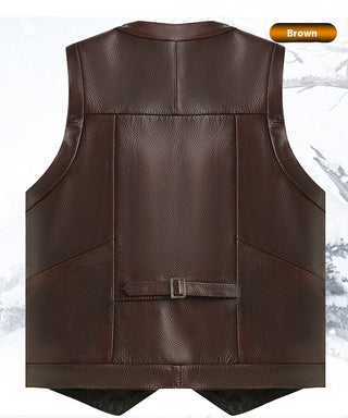 Genuine Leather Vest Man First Layer Cowhide Motorcycle Clothing - Phosgene