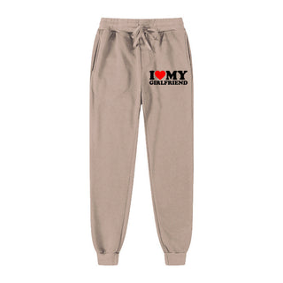 I LOVE MY GIRLFRIEND Letter Print Casual Sweatpants - Phosgene