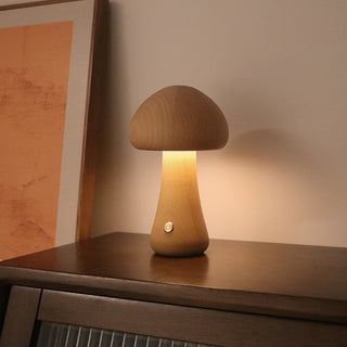 INS Wooden Cute Mushroom LED Night Light With Touch Switch  Bedside Table Lamp For Bedroom Childrens Room Sleeping Night Lamps Home Decor - Phosgene