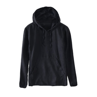 Men's Long-sleeved Hooded Cotton And Linen Shirt Phosgene