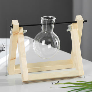 Swing Wooden Stand Hydroponic Plant Container Glass Vase - Phosgene