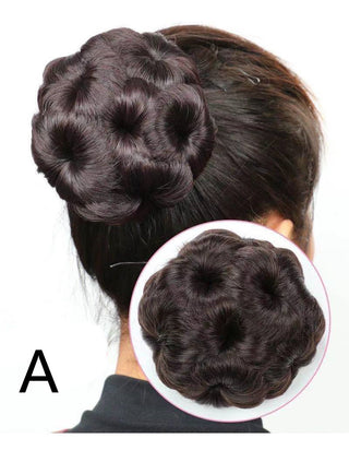 High Temperature Silk Wig Hair Ring, Hair Bun, Nine Flower Ball Head Bridal Costume Plate - Phosgene