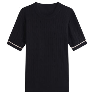 Men's Weaving Knitted Round Neck Short Sleeve T-shirt Phosgene